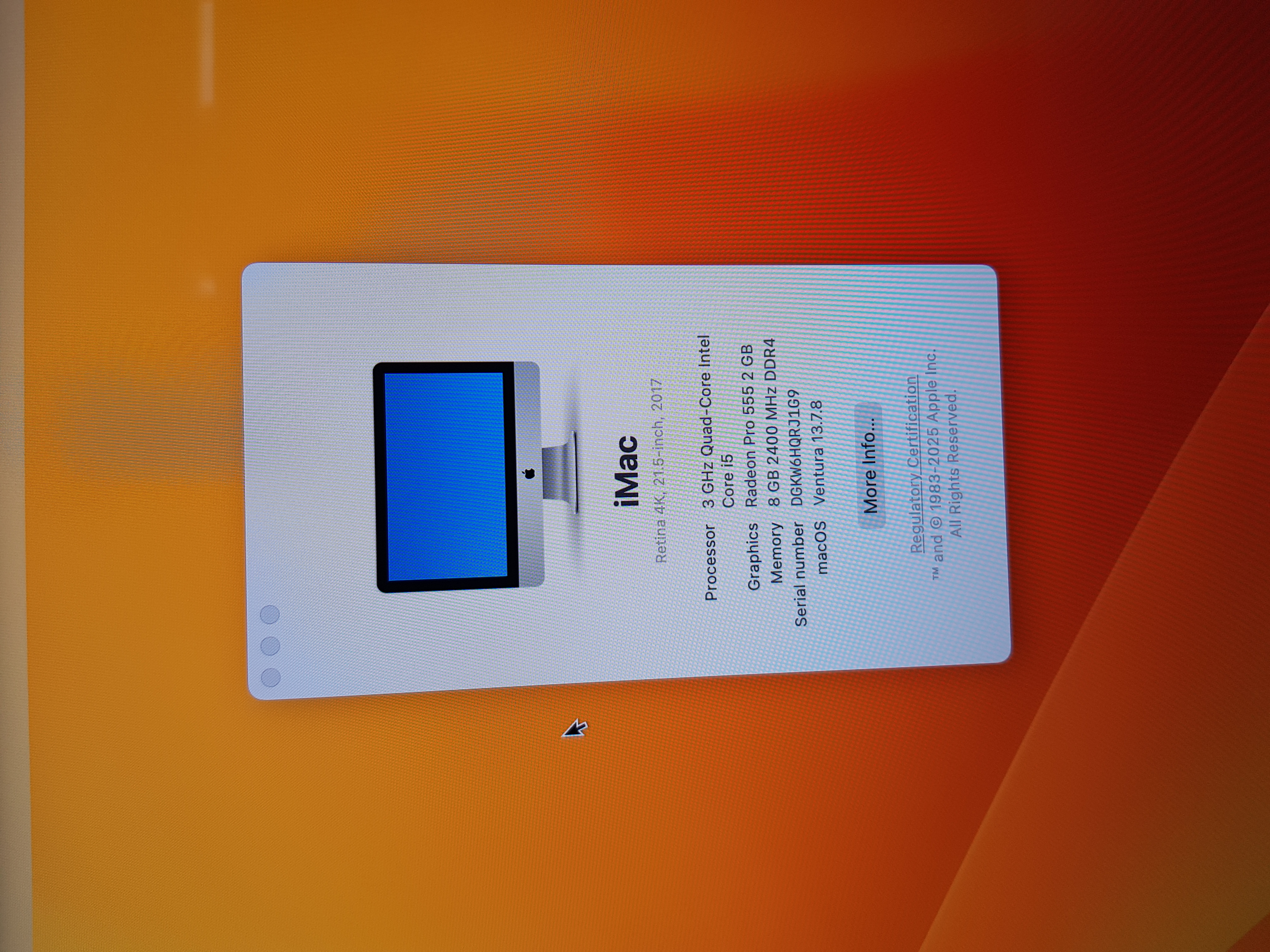 Apple iMac, intel core i5 processor, 8GB RAM, 250GB Storage,4K Display, 2GB GPU — additional photo